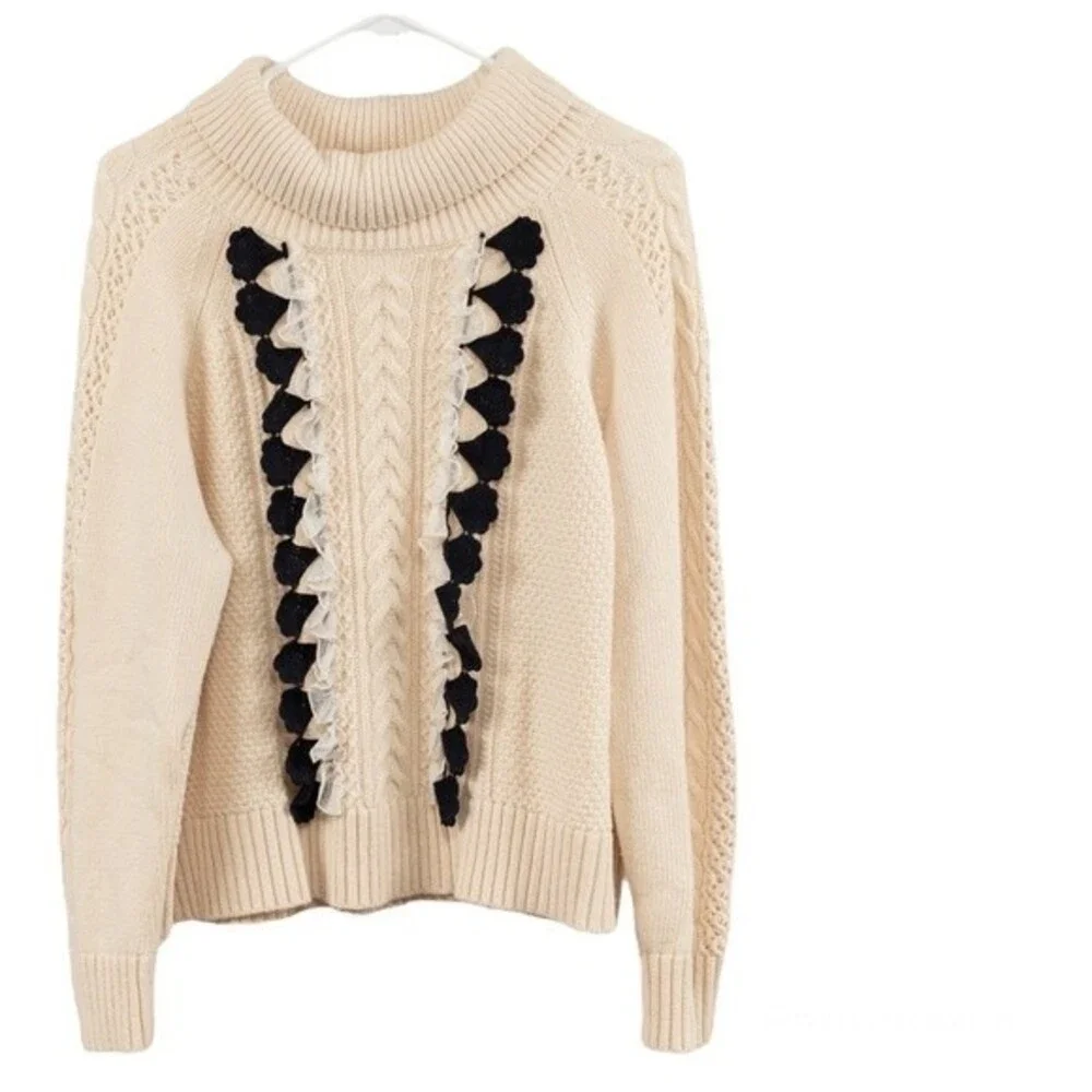 J. Crew Embellished cable sweater size XL